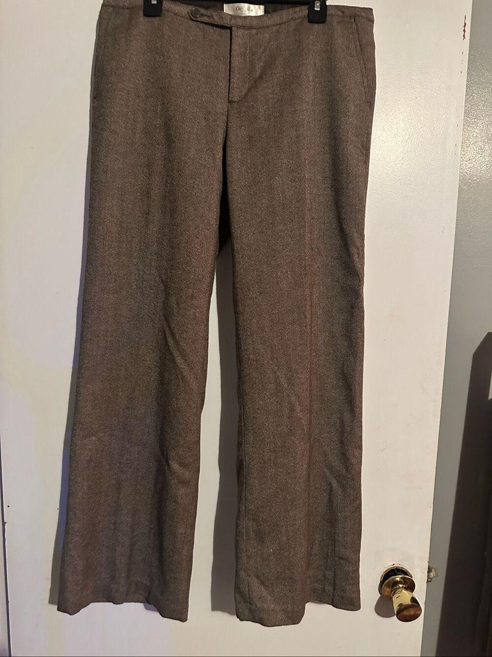 NWOT Old Navy Herringbone Dress Pants trousers lined Wool Blend Wide Leg Brown S